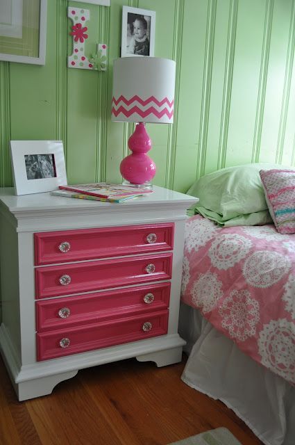 Paint drawers bright colour to contrast white dressee