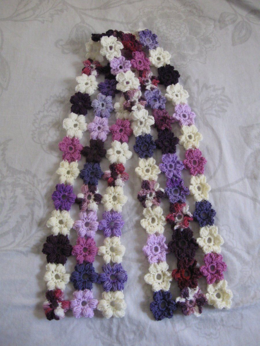 Puff Flower Scarf – Meladora's Free Crochet Patterns & Tutorials