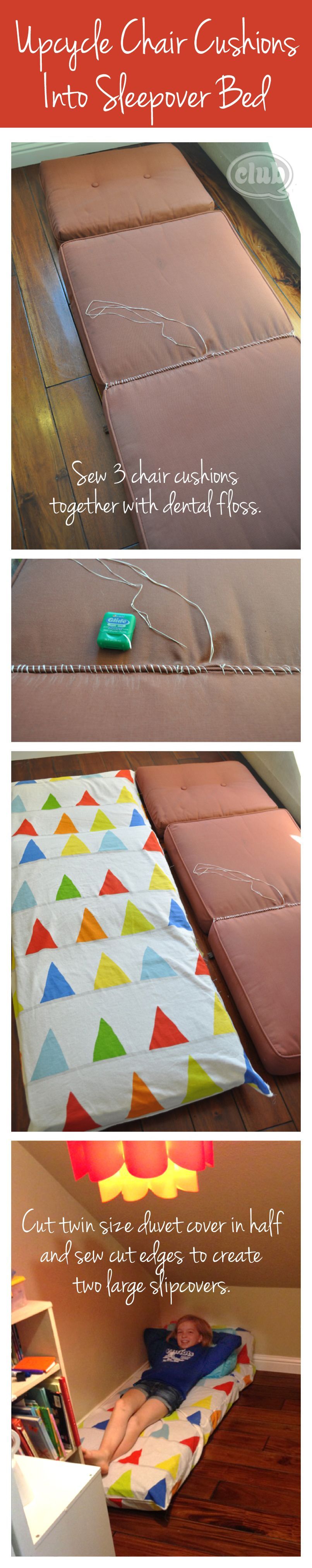 Upcycle outdoor chair cushions into sleeping pads DIY