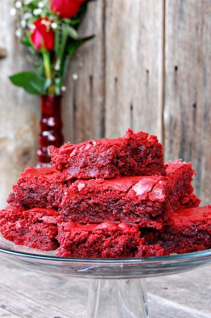 Valentine's Day – Red Velvet Brownies. Red Velvet Cake Mix + 1/2 C melted bu