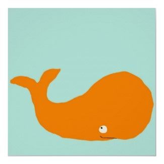 Whale Poster in Clementine 1