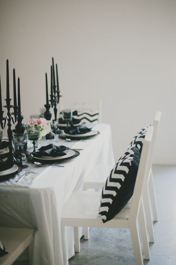black and white wedding table // design by Habitually Haute Events, photo by Sar