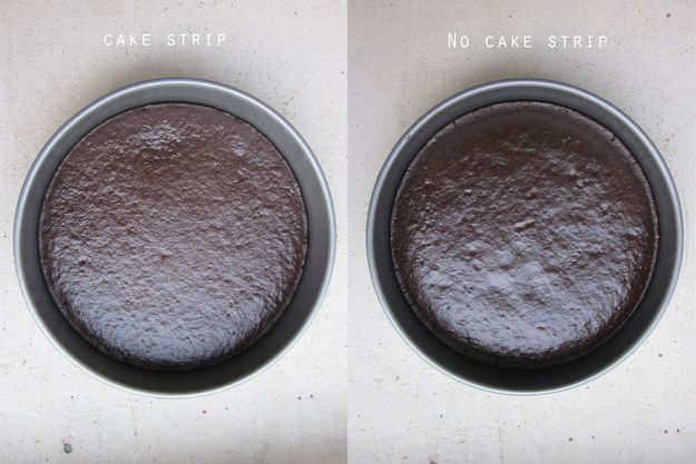 Get perfectly even cake layers every time by tying wet fabric strips around the outside of the pan. -   Baking Life-Hacks Everybody Needs To Know