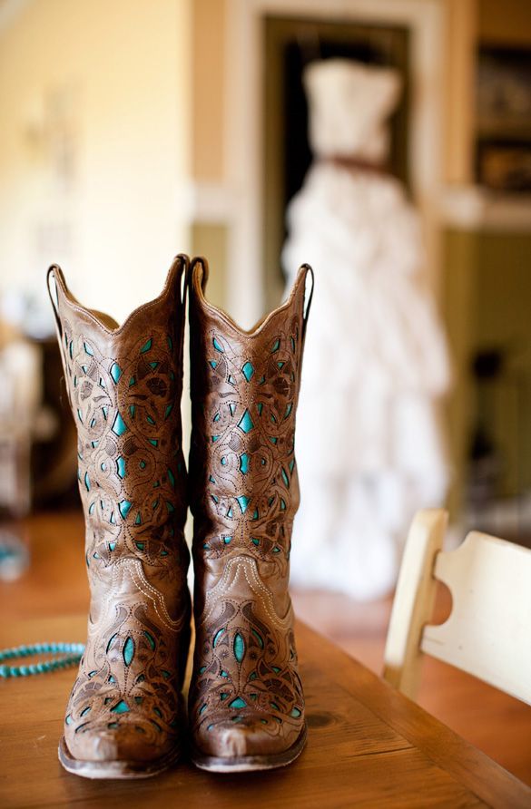 cowgirl boots and wedding dress