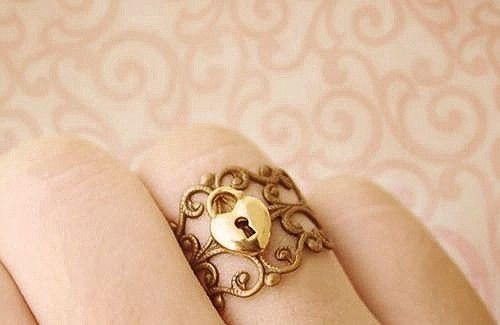 gold, heart, lock ring, locket, ring