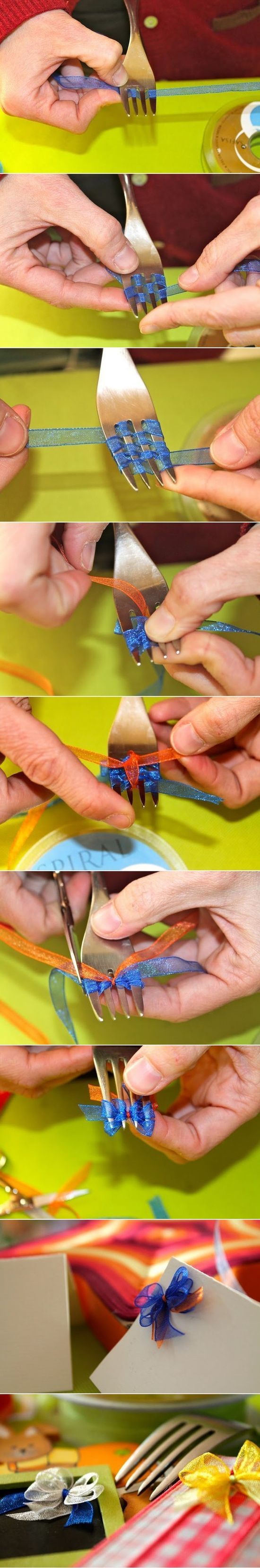 How to make a tiny bow with a fork