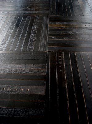 leather floor made from vintage belts