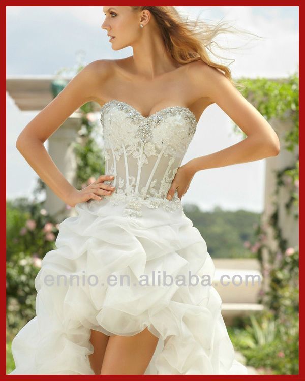 2013 New Design Sexy Wedding dress.  Front Short  and Back long.    In organza (