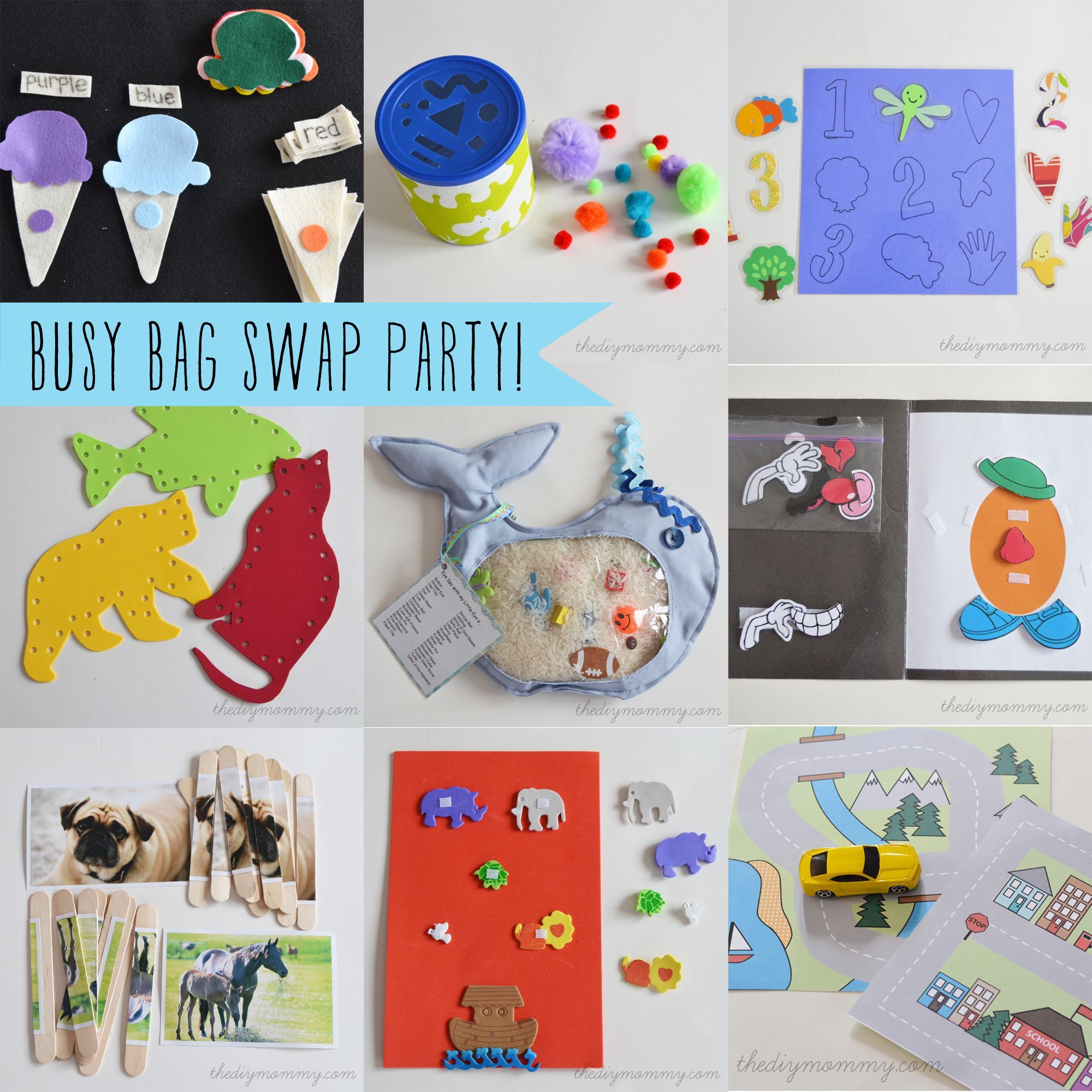 A “Busy Bag” Swap Party (with tons of great links to toddler busy ba