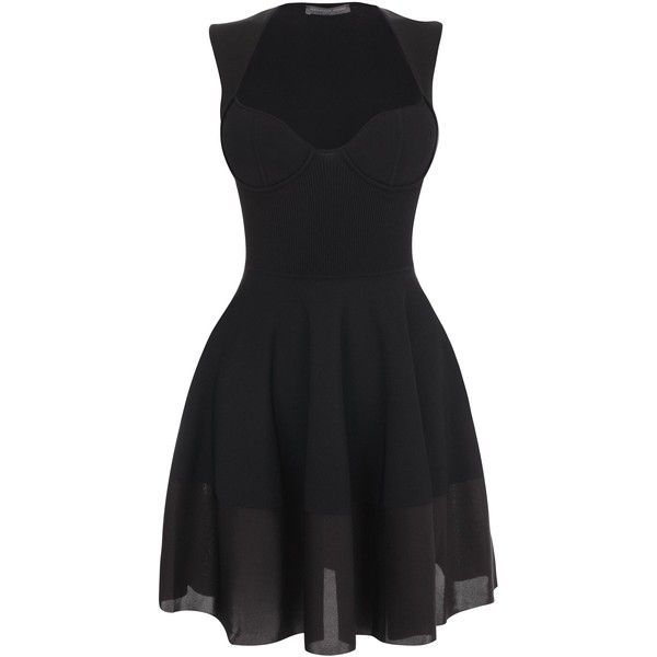 Alexander McQueen Black Exposed Bustier Mini-Dress ($2,165) ❤ liked on Po