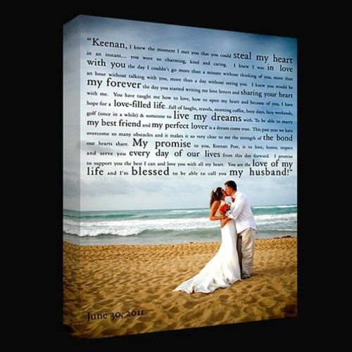 Amazing Idea – awesome wedding picture as canvas to display the promises of your