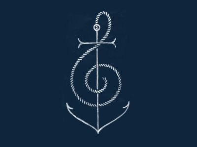 Anchor music tattoo design