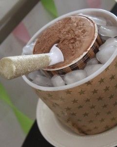 Brilliant idea on keeping ice cream cold in container during a party.