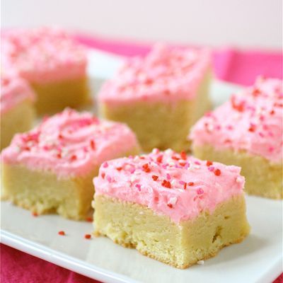 Buttery, soft and chewy Sugar Cookie Bars with Buttercream Frosting.