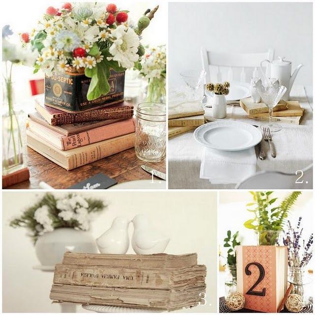 Can make centerpieces taller with books    This is how we do {part 1} #books #fl