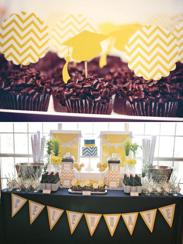 Chic Navy & Yellow Chevron Graduation Party // Hostess with the Mostess