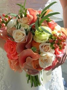 Coral wedding flowers