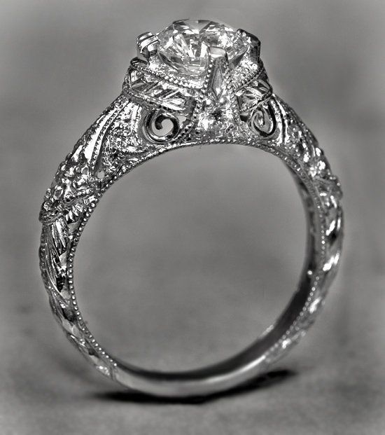 Custom antique engagement ring