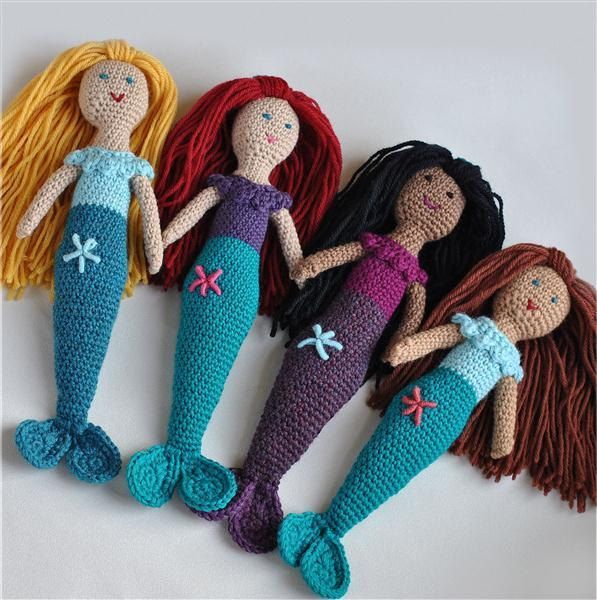 Custom made crocheted mermaid dolls