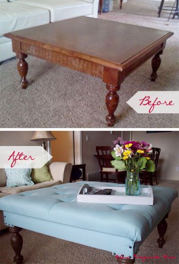 DIY Tufted Ottoman from a Coffee Table