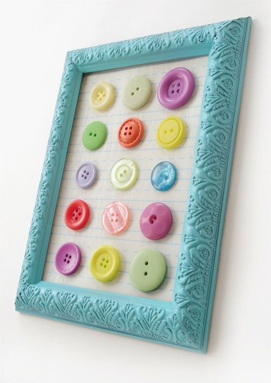 DIY button art using a dollar store frame