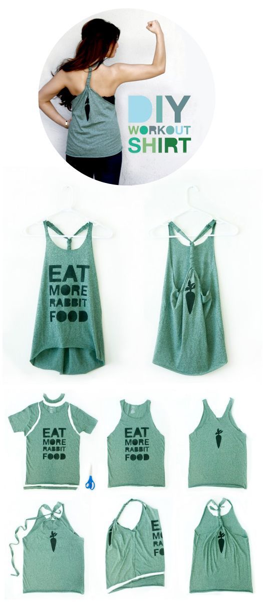 DIY workout tank. >> Did this tonight! My advice: use actual fabric scisso