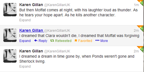 Did Karen Gillan just do a Whovian version of I Dreamed A Dream? Geeking out on