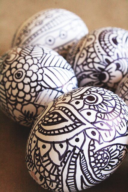 Easter eggs decorated using a Sharpie.  I do this all year with varying designs
