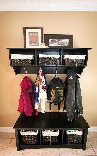 Entry way organization; LOVE THIS!!!!! What a great way to give everyone a place