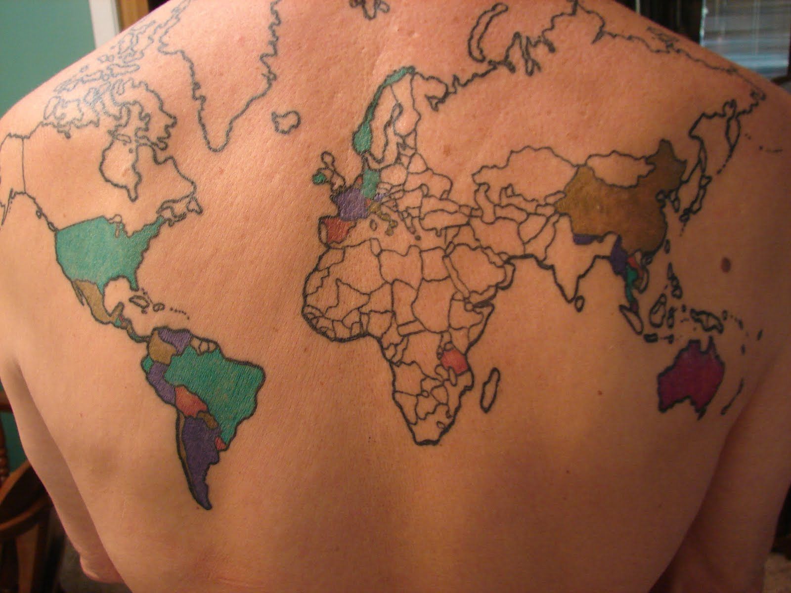 Every new country she goes to, she gets colored in. Very cool.