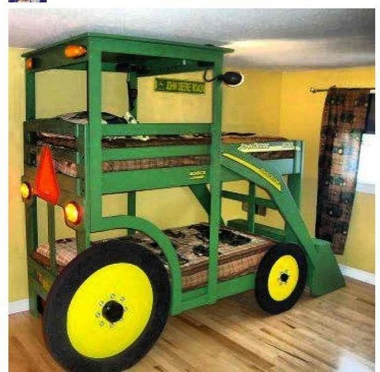 John Deere bunk bed – maybe the coolest bunk bed ever! Complete with working lig