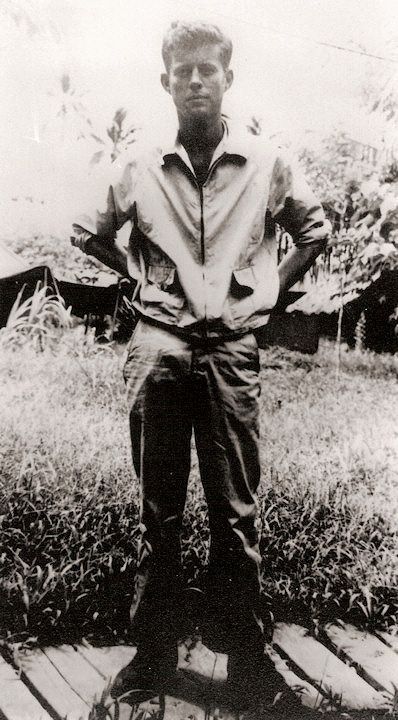 John F. Kennedy as a member of the US Navy in the Solomon Islands in 1943.