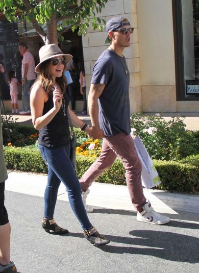 Lucy Hale and her boyfriend Chris Zylka shop at The Grove in Hollywood, CA.