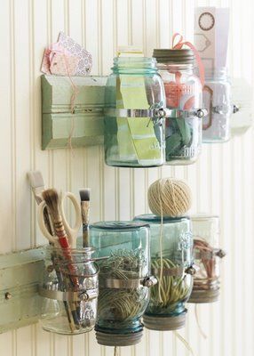 Mason jar craft storage from weepingcherries  – I thought this was incredibly cu