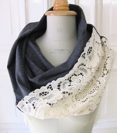 Old t-shirt + Lace = Best scarf.