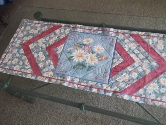 Quilted Table Runner With Daisies by PatsysPatchwork on Etsy, $38.00