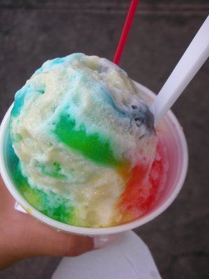 Rainbow shave ice with condensed milk from Waiola Shave Ice – yummy desert