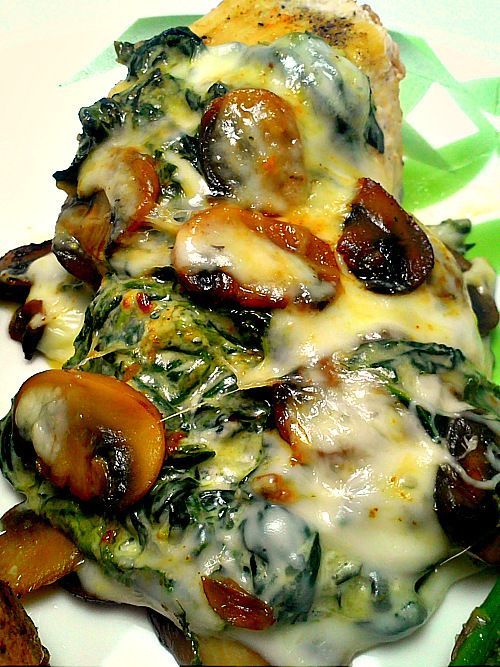 Smothered Chicken with Mushrooms and Creamed Spinach