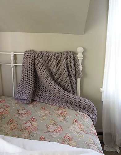 Super chunky lace knit blanket. COZY!