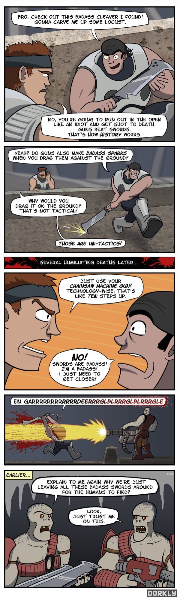 The Problem with Swords in Gears of War 3 – Dorkly Comic