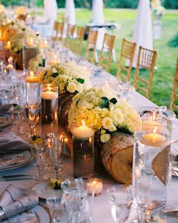The log table centres are beautiful, unusual, and perfect for a winter country w