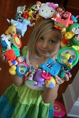 Totally cute idea to do something with all those small sentimental kid toys that