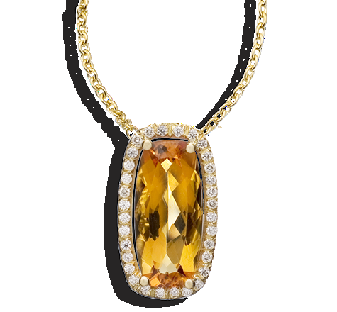 Twinkle Twinkle citrine elongated cushions and diamond pavé frame necklace