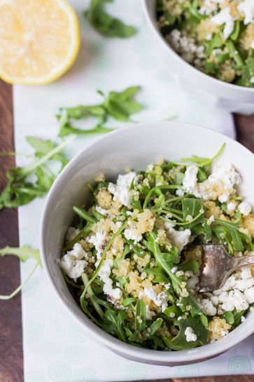 Warm Arugula Salad with Quinoa and Goat Cheese