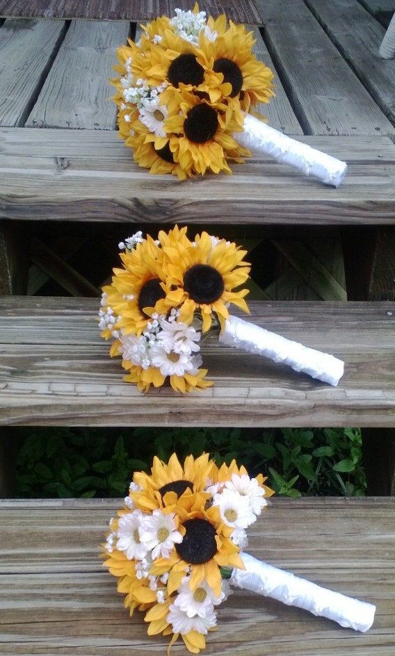 Yellow Sunflower Bridal Bouquet Sunflower by SilkFlowersByJean, $60.00