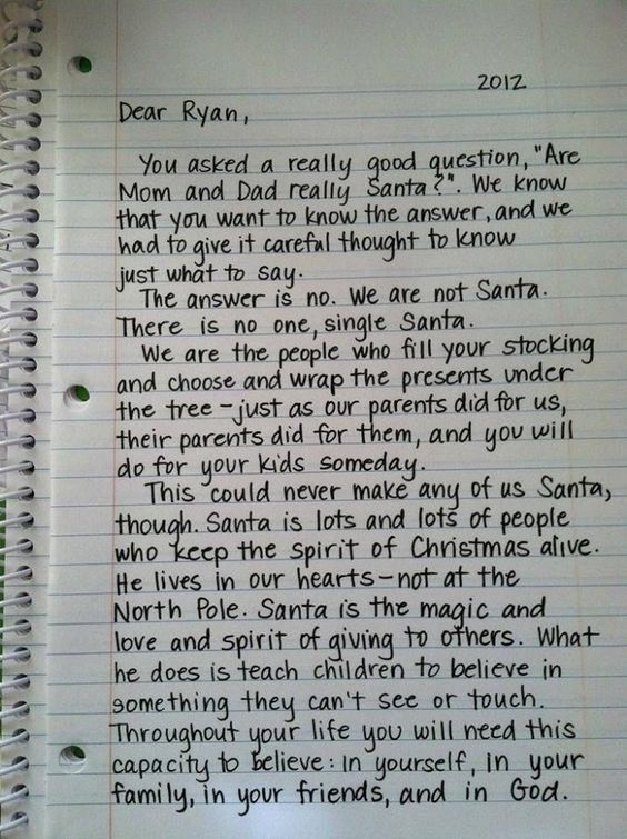 Amazing way to tell a child the truth about santa.
