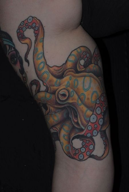 beautiful octopus tattoo by Ryan Mason (healed)