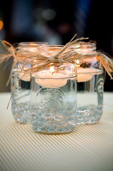 floating candles in jars