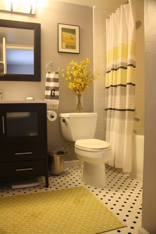 gray and yellow for a bathroom