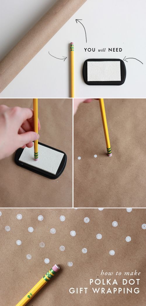 how to make polka dot wrapping paper with an eraser.